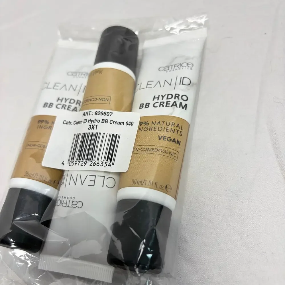 NIB Lot of 3 Catrice Cosmetics Clean ID Hydro BB cream 040 Tan. cream foundation